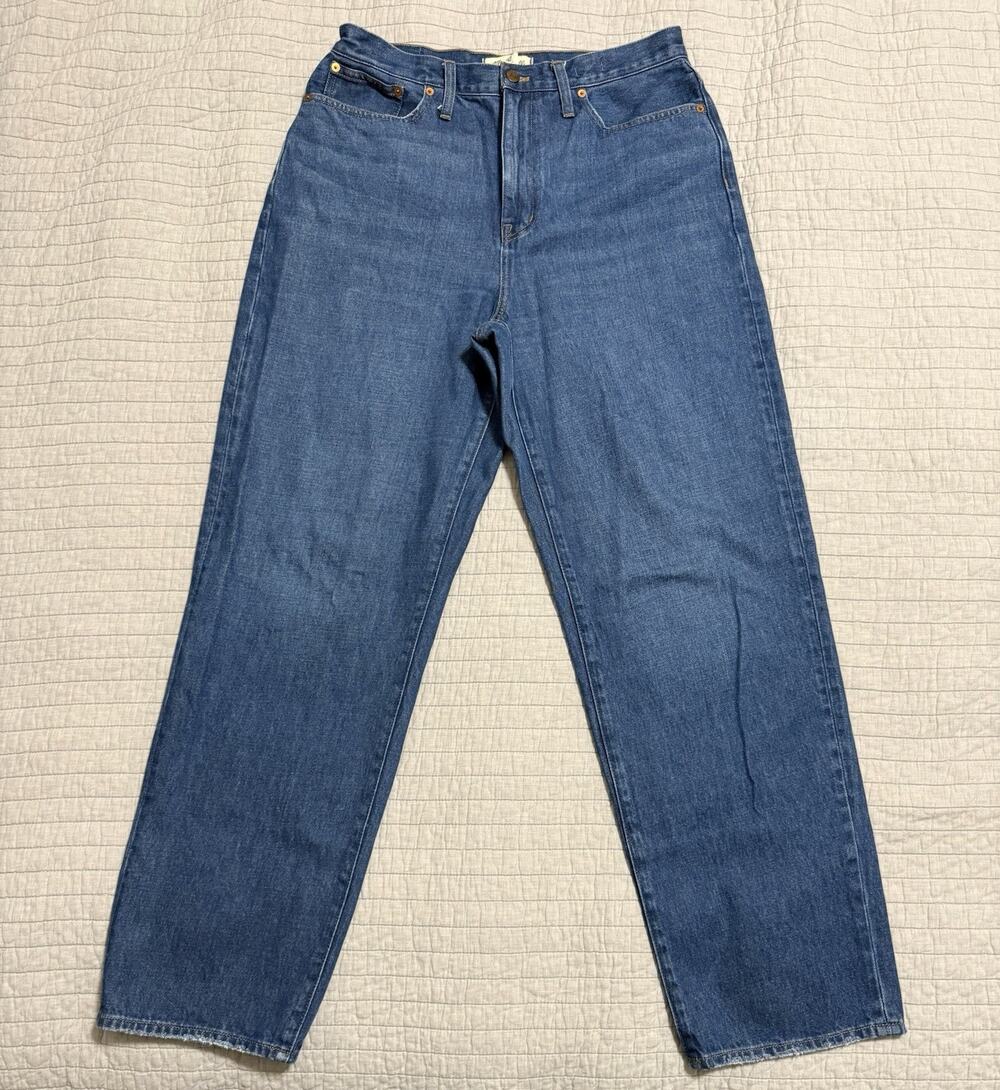 Madewell Baggy Straight Jeans in Dark Worn Indigo Wash Size 30